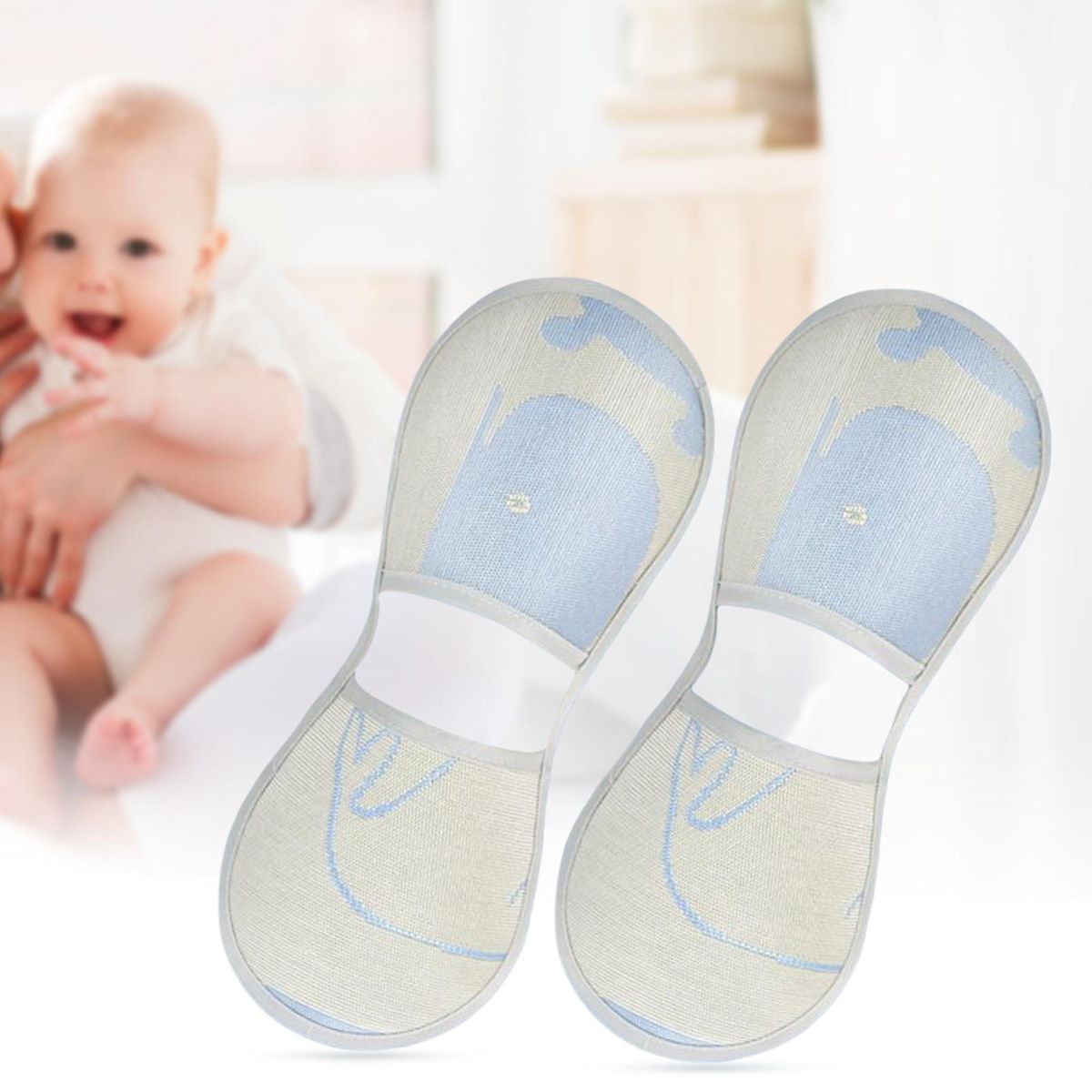2x Baby Nursing Mat Machine Washable Ice Silk Sleeve Arm Pillow Blue