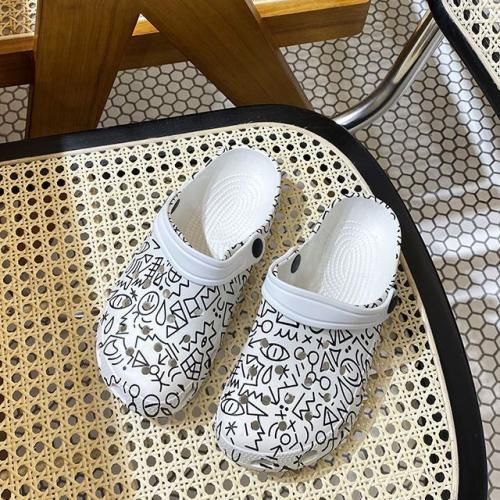Crocs Women Sandals Ins Slippers Cave Shoes Cute Platform Print