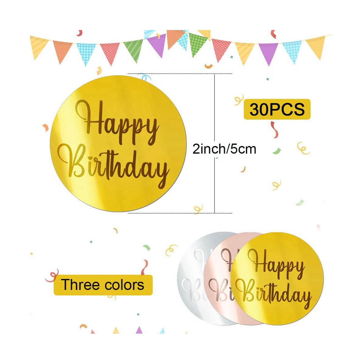30Pcs Acrylic Cake Disc Mirror Cupcake Toppersfor DIY