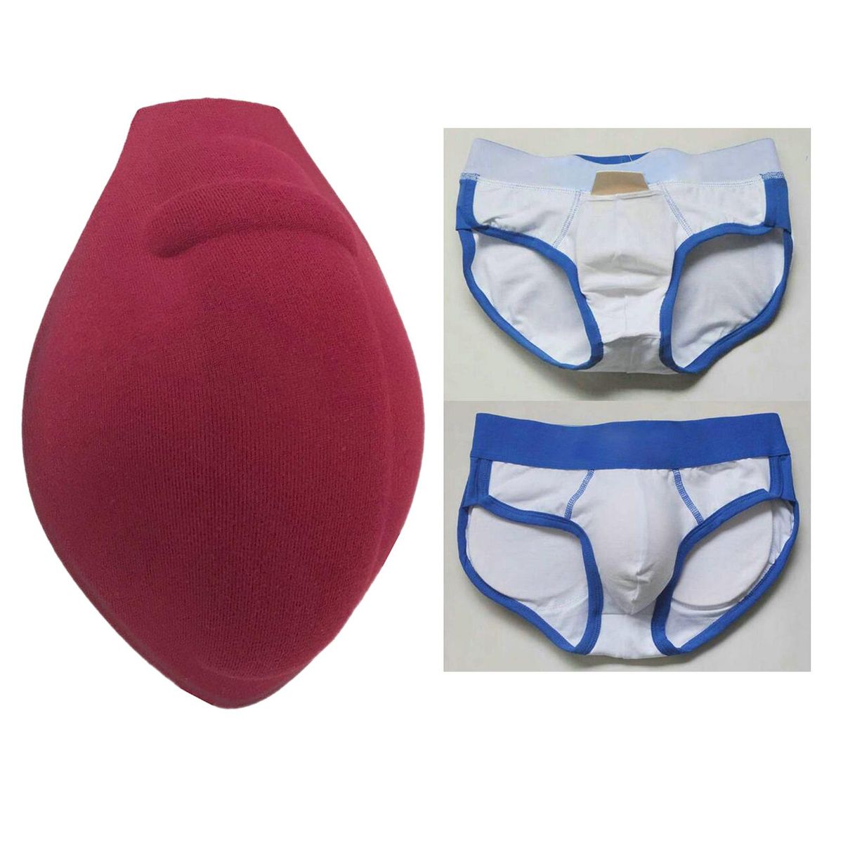 Men  Enhancing Cup  Protective Sponge Pad 3D Trunks - , 14 Wine Red