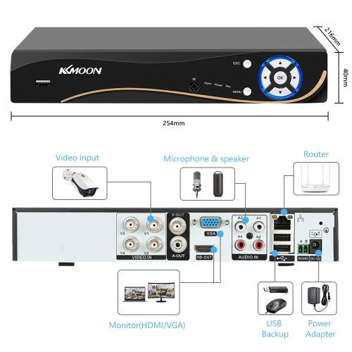 4CH 1080P Hybrid 5-in-1 AHD DVR Surveillance With Full Audio