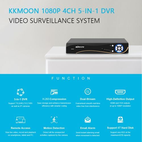 4CH 1080P Hybrid 5-in-1 AHD DVR Surveillance With Full Audio