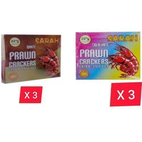 White And Coloured Prawn Crackers- 3 Packs Each