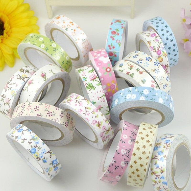 Flower Printing Fabric Decorative Self Adhesive Washi Tape Sticky Paper Sticker NEW