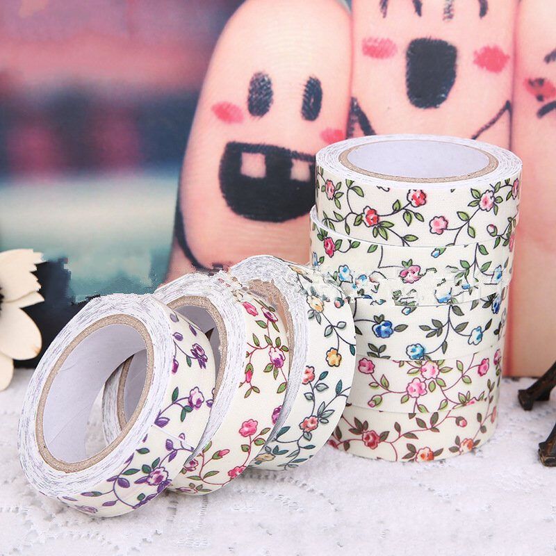 Flower Printing Fabric Decorative Self Adhesive Washi Tape Sticky Paper Sticker NEW