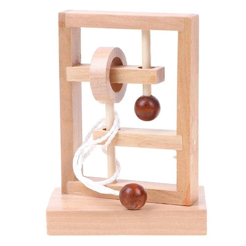New Desk Novelty 3D Wooden Rope Loop Puzzle IQ Mind String Brain teaser Game for Adults Kids Gift Learning Education Puzzle Toy