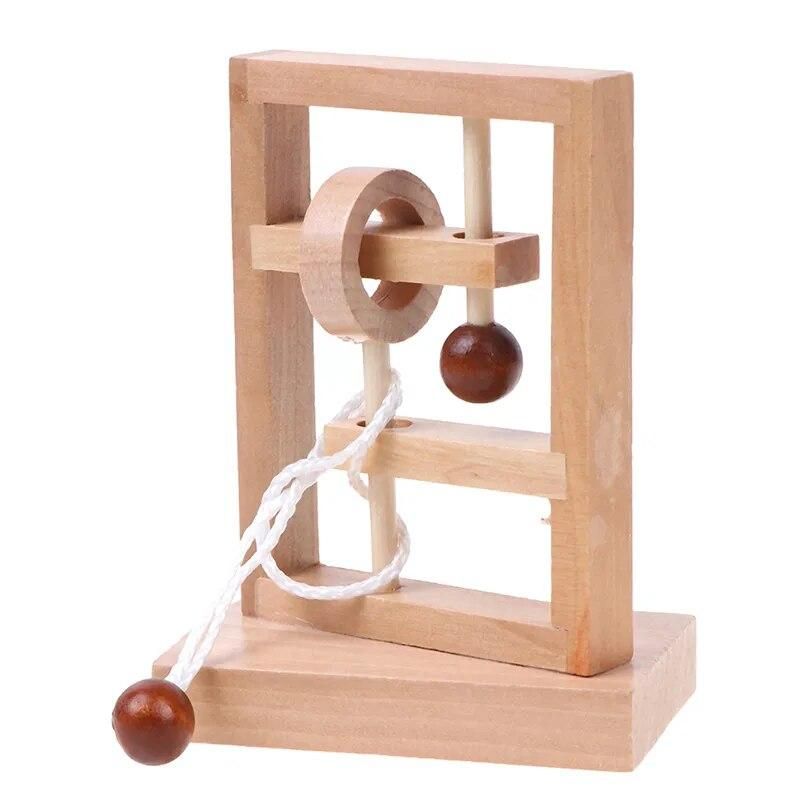 New Desk Novelty 3D Wooden Rope Loop Puzzle IQ Mind String Brain teaser Game for Adults Kids Gift Learning Education Puzzle Toy