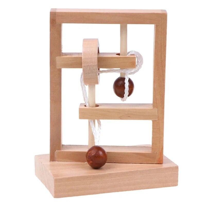 New Desk Novelty 3D Wooden Rope Loop Puzzle IQ Mind String Brain teaser Game for Adults Kids Gift Learning Education Puzzle Toy