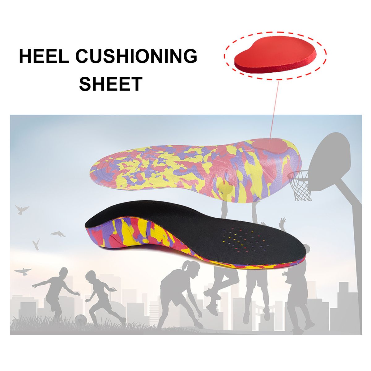 Pair Flat Foot Correction Insoles Heel Shockproof Light