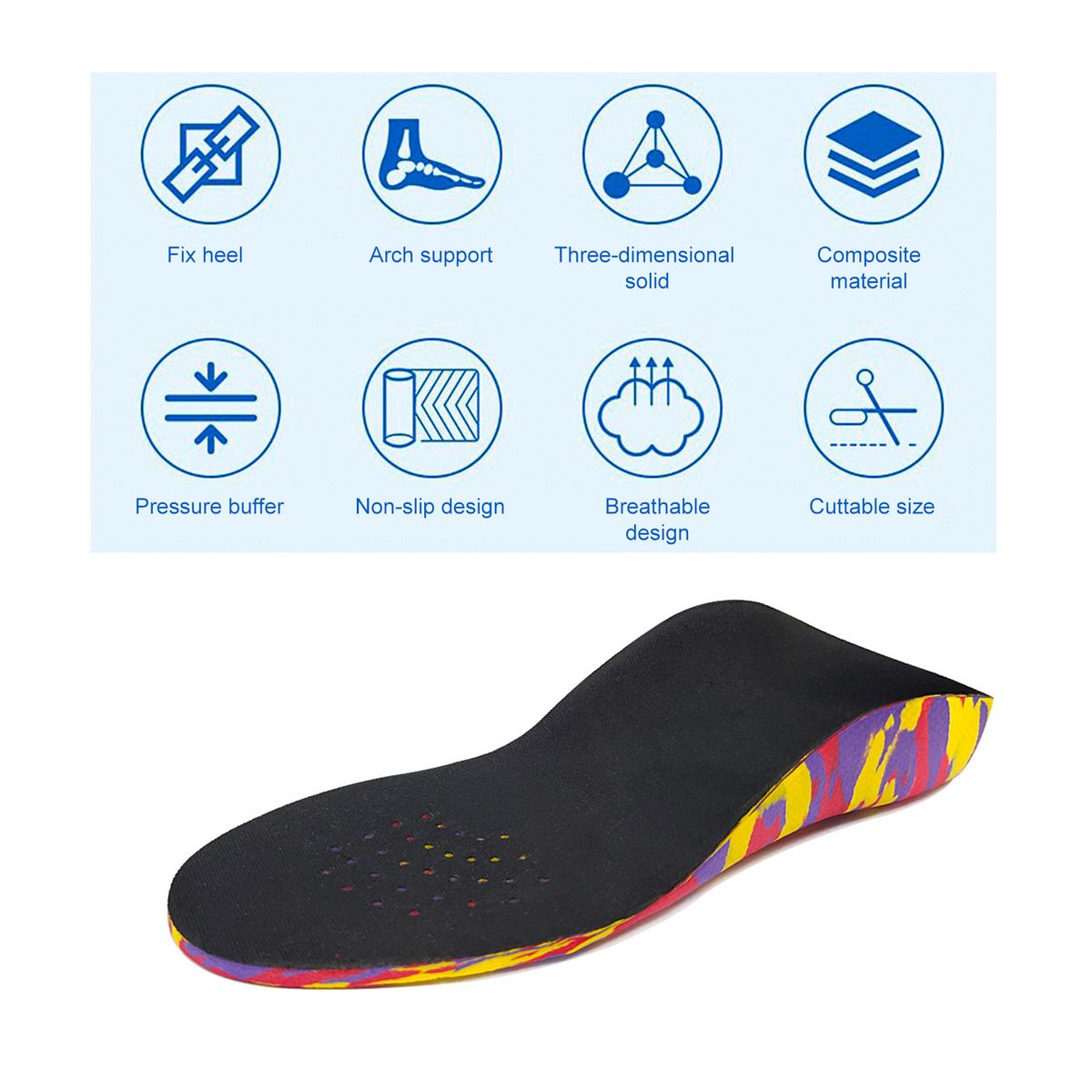 Pair Flat Foot Correction Insoles Heel Shockproof Light