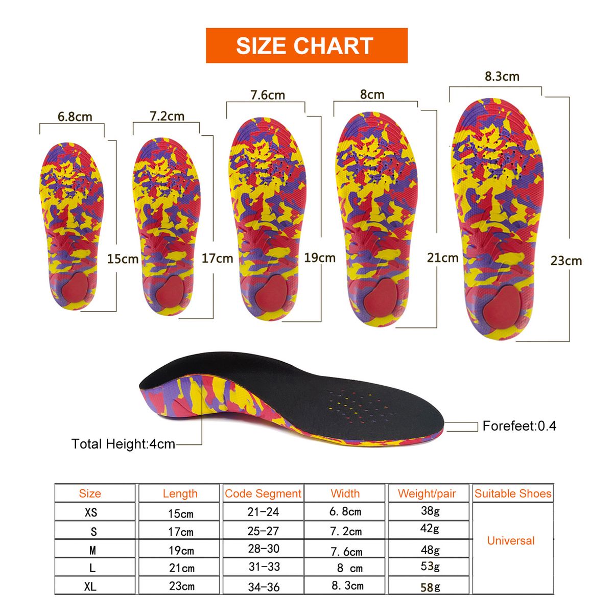 Pair Flat Foot Correction Insoles Heel Shockproof Light