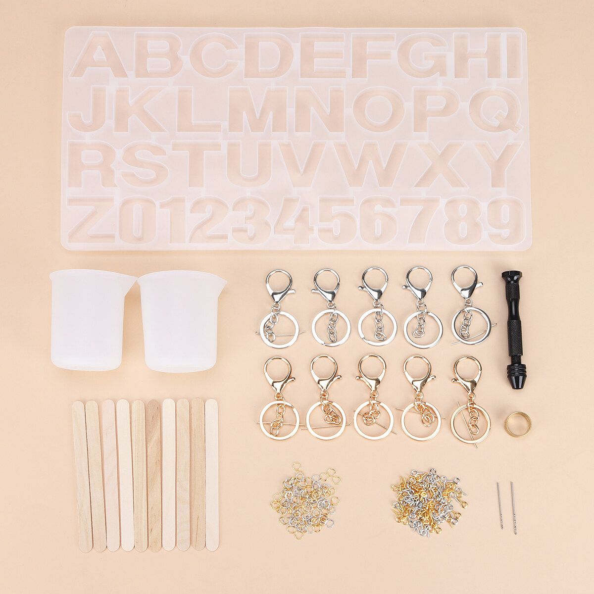 227 PCS DIY Crystal Epoxy Tool Letter Bracelet Pendant Jewelry Silicone Mold