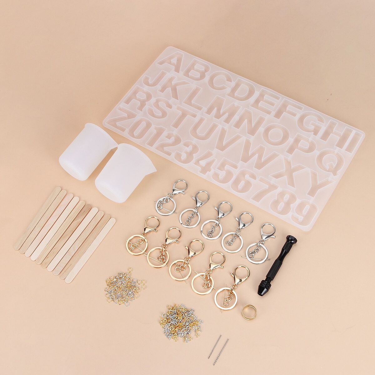 227 PCS DIY Crystal Epoxy Tool Letter Bracelet Pendant Jewelry Silicone Mold