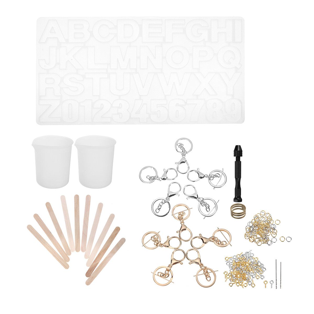 227 PCS DIY Crystal Epoxy Tool Letter Bracelet Pendant Jewelry Silicone Mold