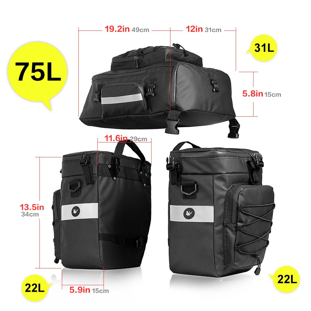 3 In 1 Mutifunctional Bike Rear Bag Waterproof Bicycle