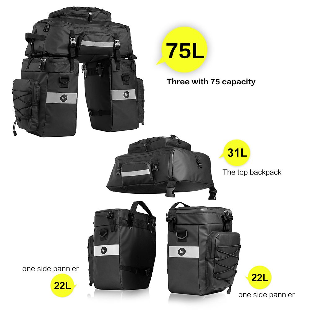3 In 1 Mutifunctional Bike Rear Bag Waterproof Bicycle