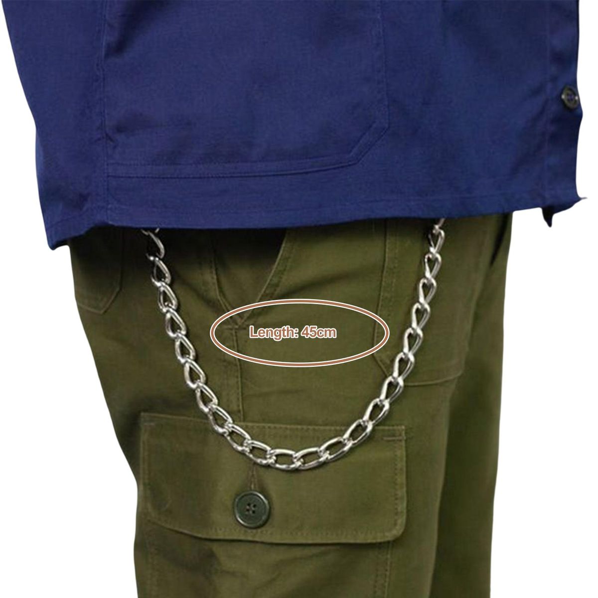 Trousers Chain Men Silver Color Jeans Link Chain Silver