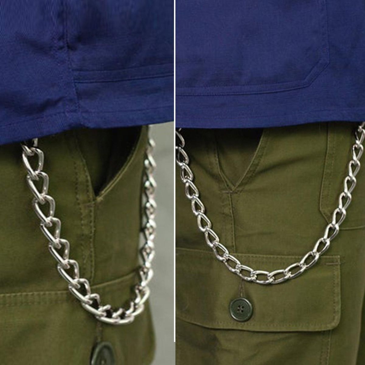 Trousers Chain Men Silver Color Jeans Link Chain Silver