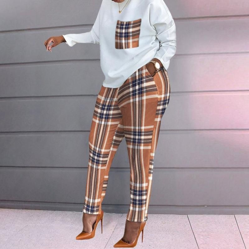 Foreign Trade Women's Clothing Long Sleeve Trousers Fashionable Printed Long Sleeve Large Size Loose Casual Two-Piece Suit Ladies