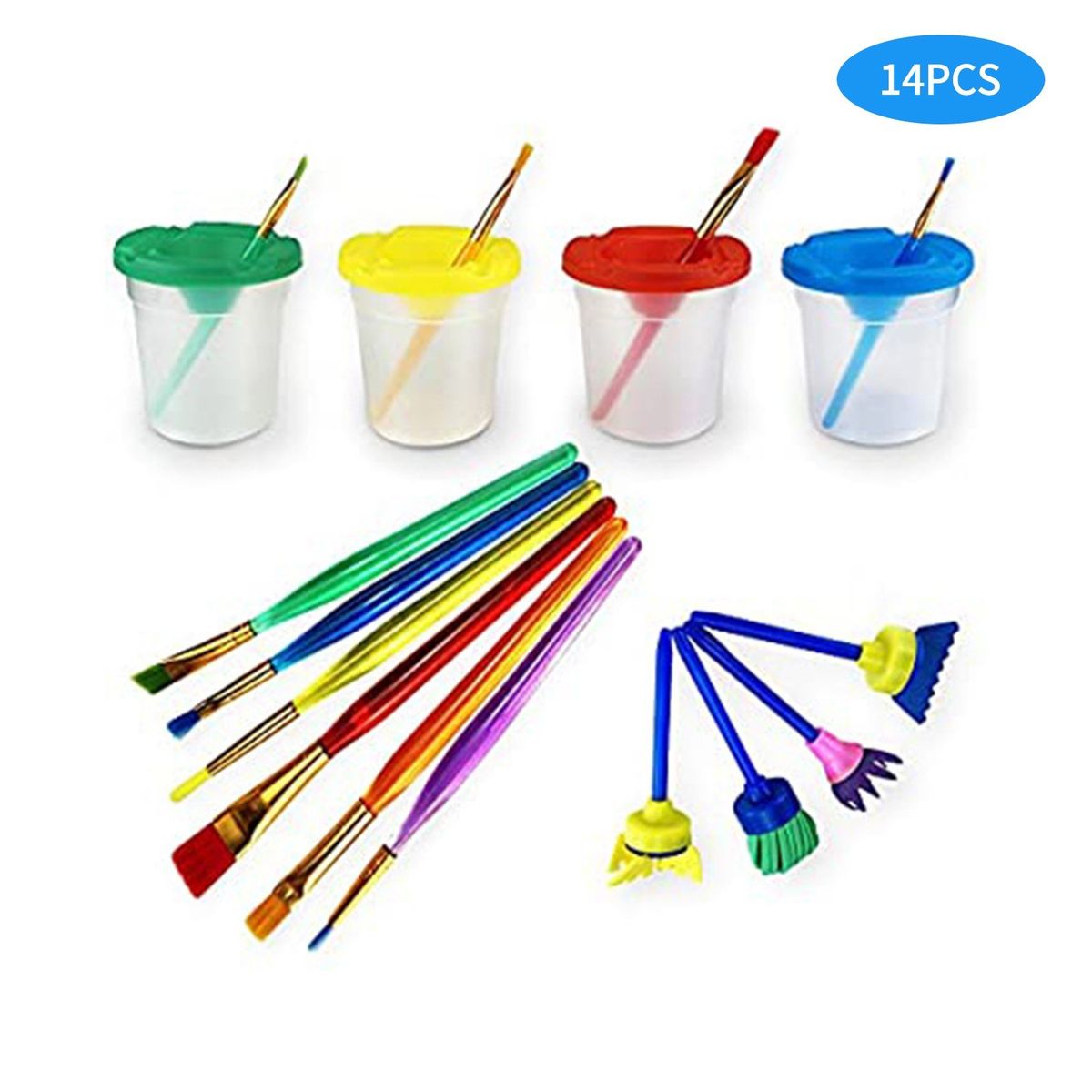 14 Pieces Painting Tool Kit With Paint Brushes No Spill