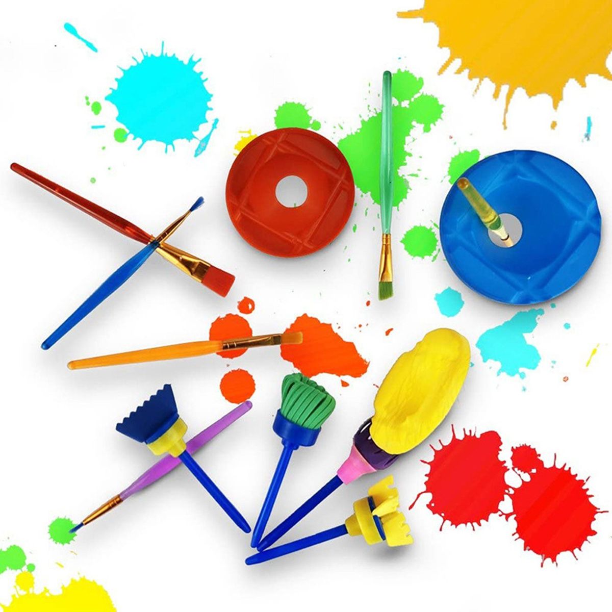 14 Pieces Painting Tool Kit With Paint Brushes No Spill