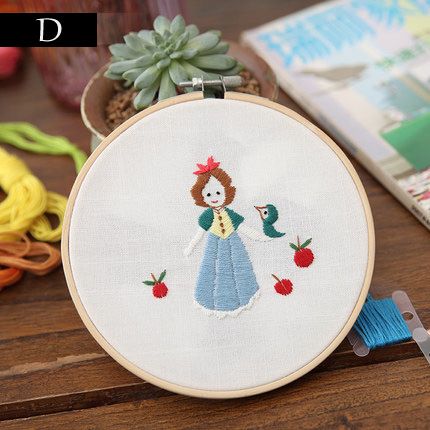 1pc Cartoon DIY Ribbons Embroidery For Beginner Needlework Kits Cross Stitch Craft Sewing Supplies Home Wall Decor Birthday Gift D