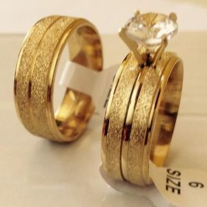 18 Luxury Carat Gold Plated Wedding Ring Set