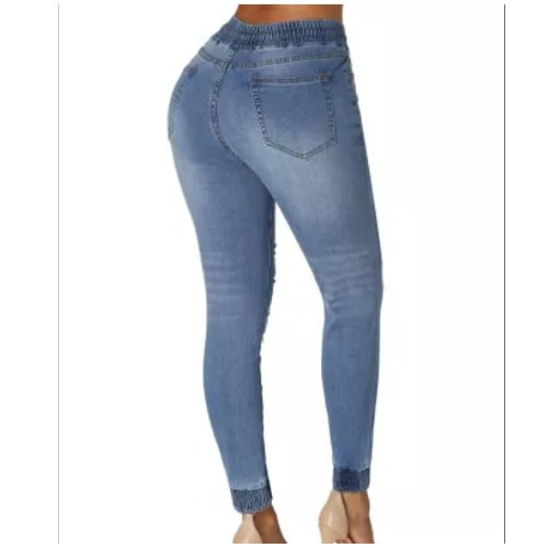 Denim Mode Distressed Jogger Pant - Light Blue