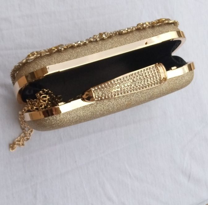 Gold Shimmery Ladies Purse With Petals.