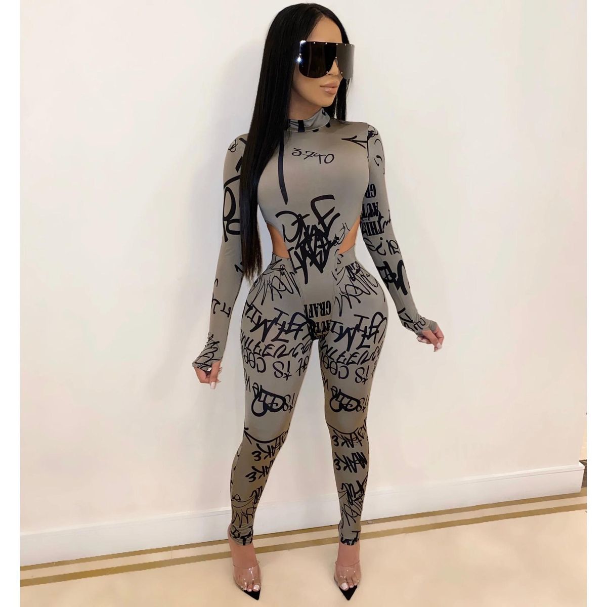 New Women Cy1205ebay Letter Printing Long-Sleeve Suit