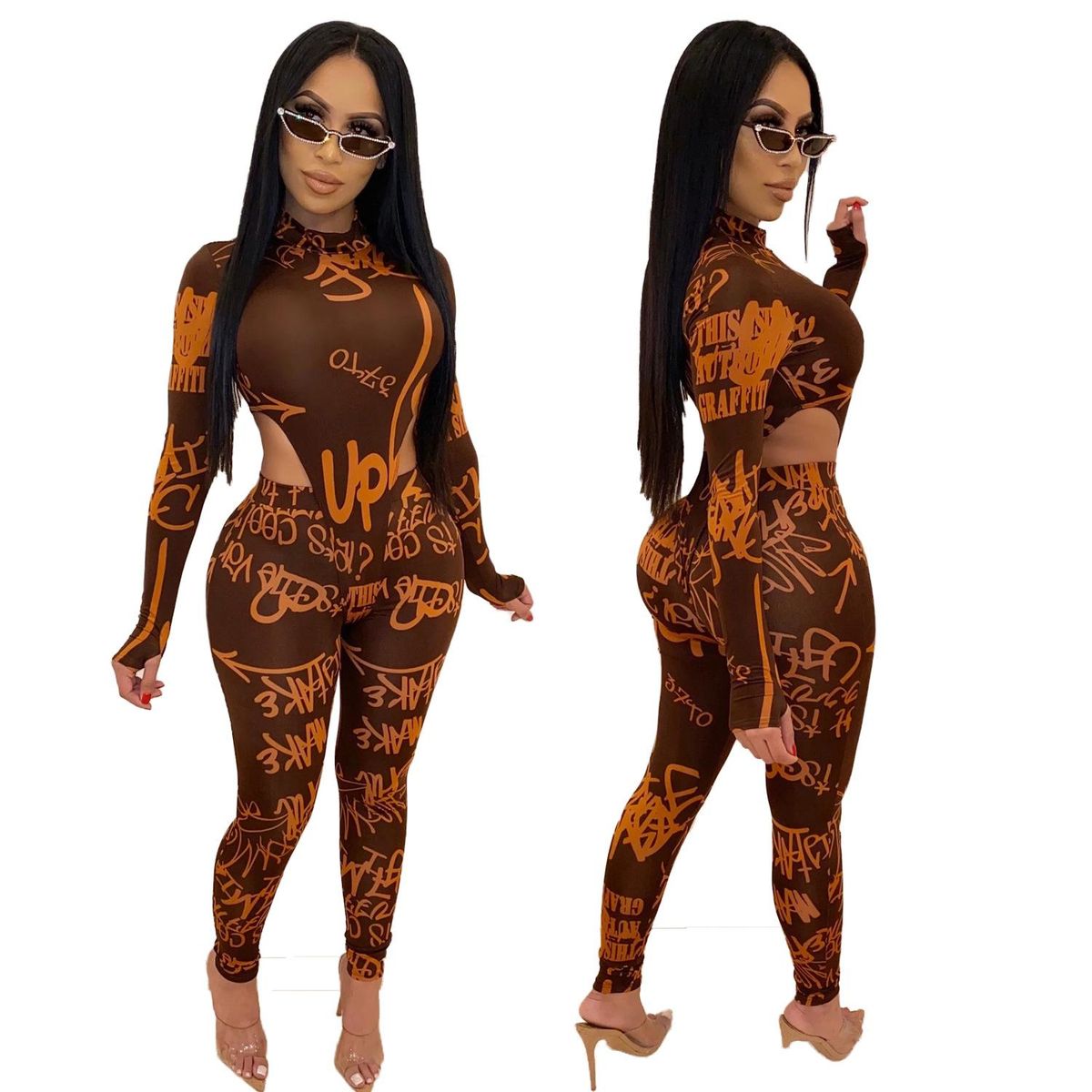 New Women Cy1205ebay Letter Printing Long-Sleeve Suit