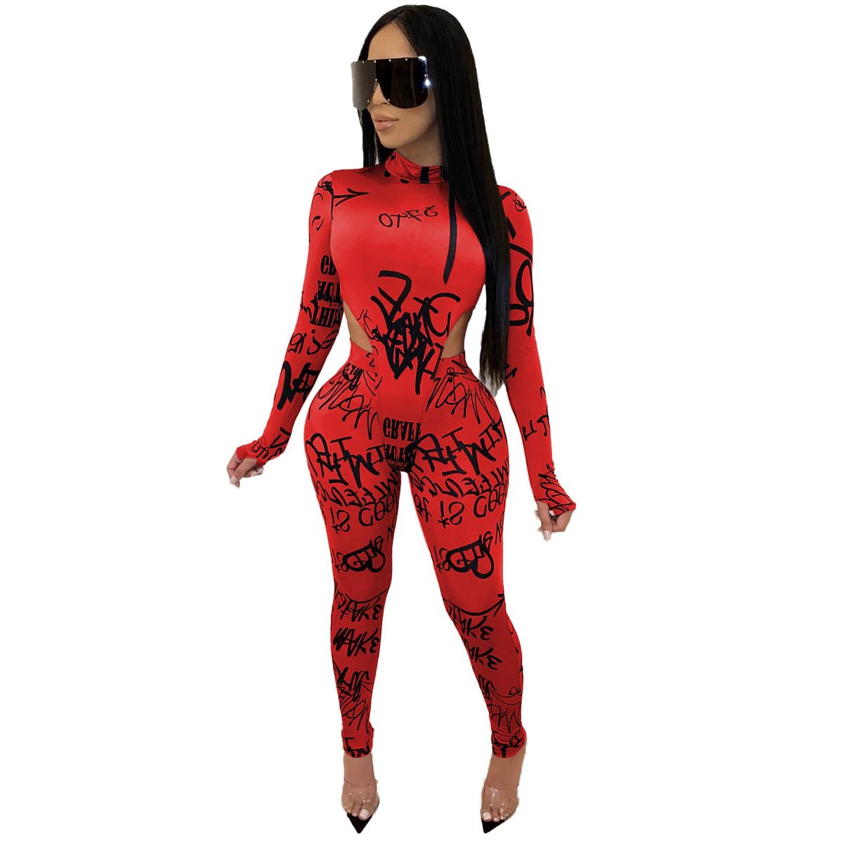 New Women Cy1205ebay Letter Printing Long-Sleeve Suit