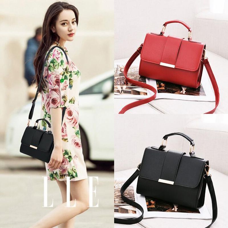 Leather Handbags PU Shoulder Bag Small Flap Crossbody Bags For Women Messenger Bags(Black)