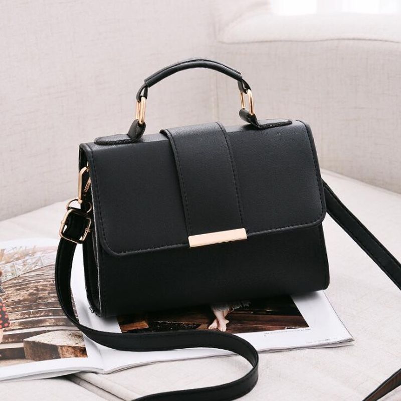 Leather Handbags PU Shoulder Bag Small Flap Crossbody Bags For Women Messenger Bags(Black)