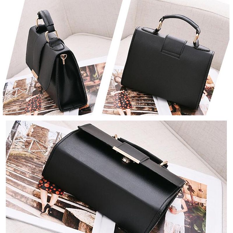 Leather Handbags PU Shoulder Bag Small Flap Crossbody Bags For Women Messenger Bags(Black)