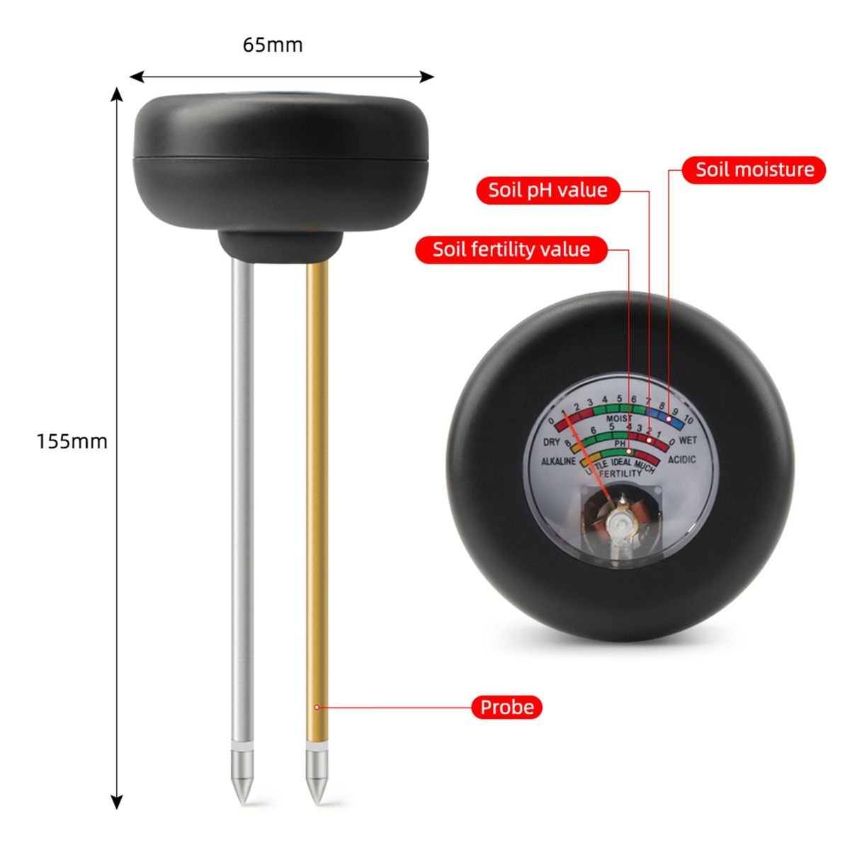 Moisture Meter Plant Moisture Monitor PH Meter Black