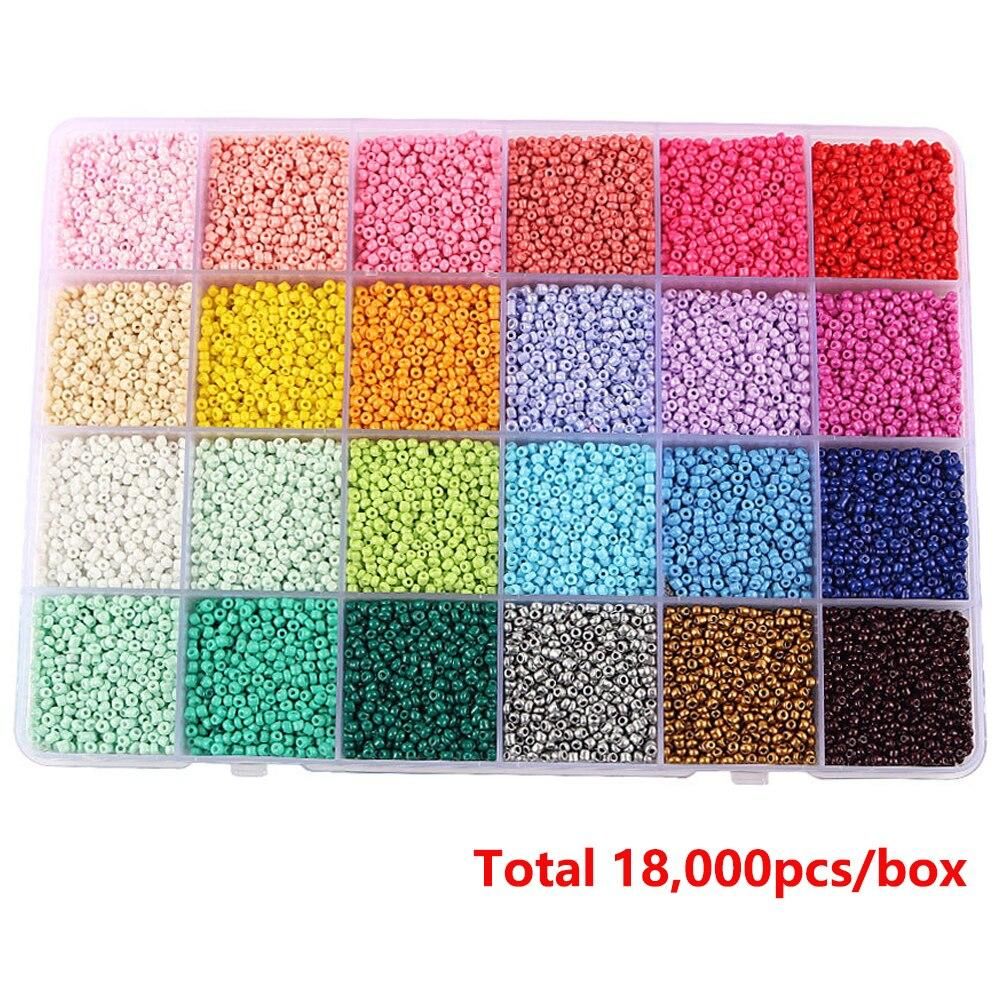 7500PCS 2mm Glass Seed Beads Started Kit Small Craft Beads With Tool Kit for DIY Craft Bracelet Earrings Jewelry Making Supplies