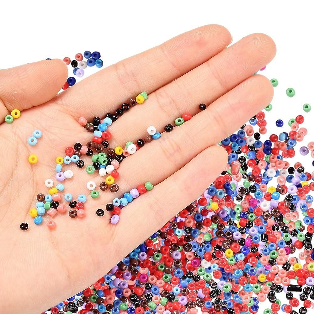 7500PCS 2mm Glass Seed Beads Started Kit Small Craft Beads With Tool Kit for DIY Craft Bracelet Earrings Jewelry Making Supplies