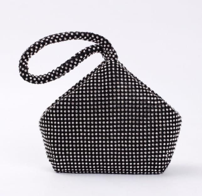 Women Black Evening Bag Women's Clutch Purse Bag Triangle Full Rhinestones Bags For Party Cocktail Wedding