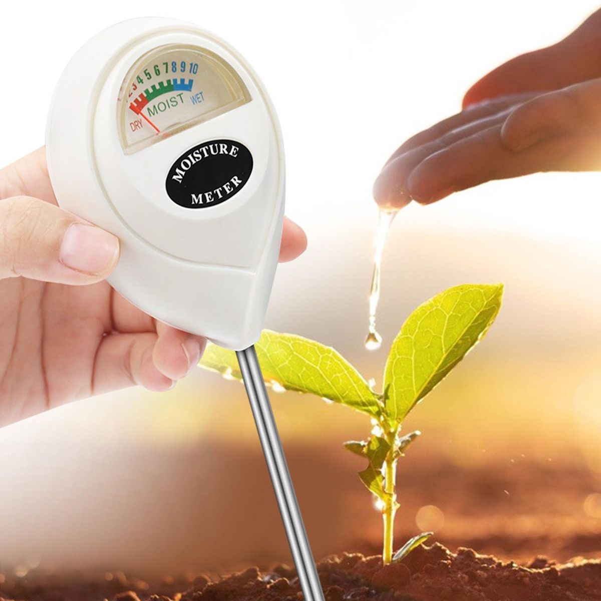 Flower Bed Soil Tester Premium Stainless Steel Soil for Indoor White