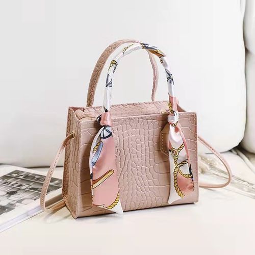 Hot Silk Scarf Handbag Messenger Shoulder Bag-Pink