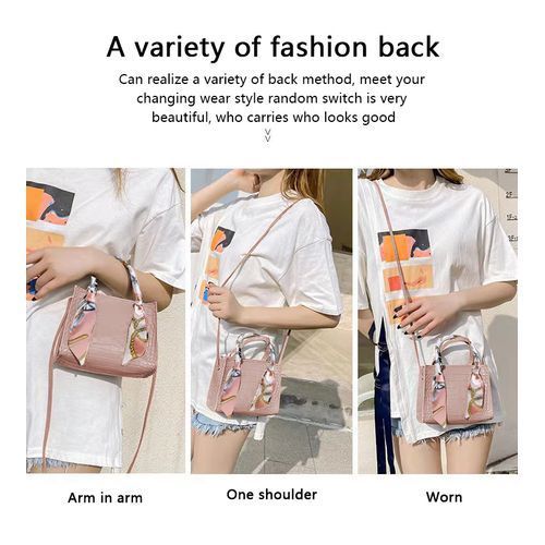 Hot Silk Scarf Handbag Messenger Shoulder Bag-Pink