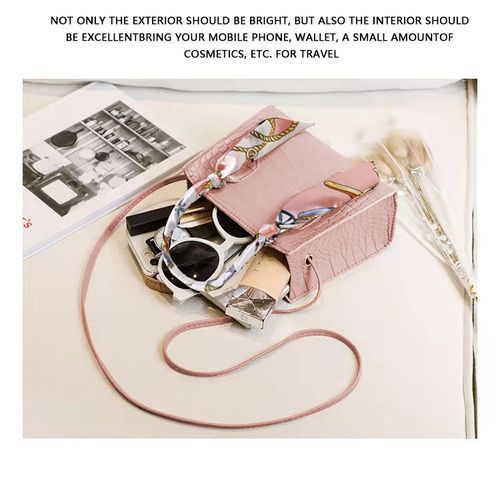Hot Silk Scarf Handbag Messenger Shoulder Bag-Pink