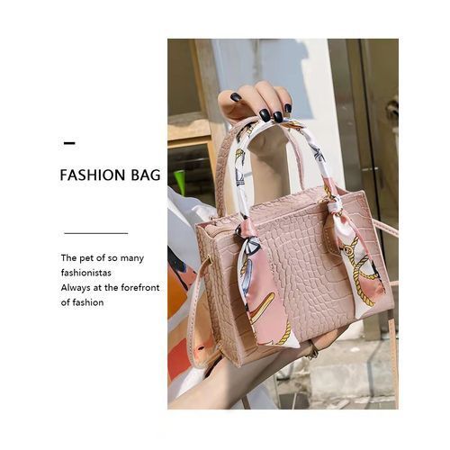 Hot Silk Scarf Handbag Messenger Shoulder Bag-Pink