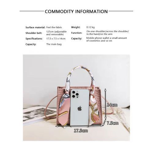 Hot Silk Scarf Handbag Messenger Shoulder Bag-Pink