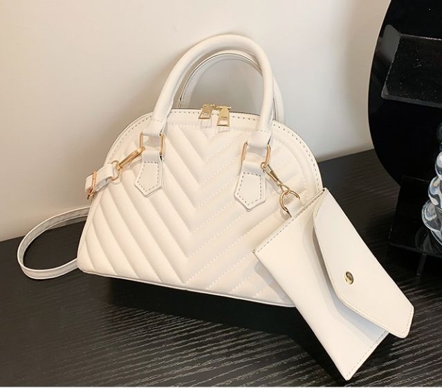 Ladies VV 2 In 1 Handbag N Purse- White