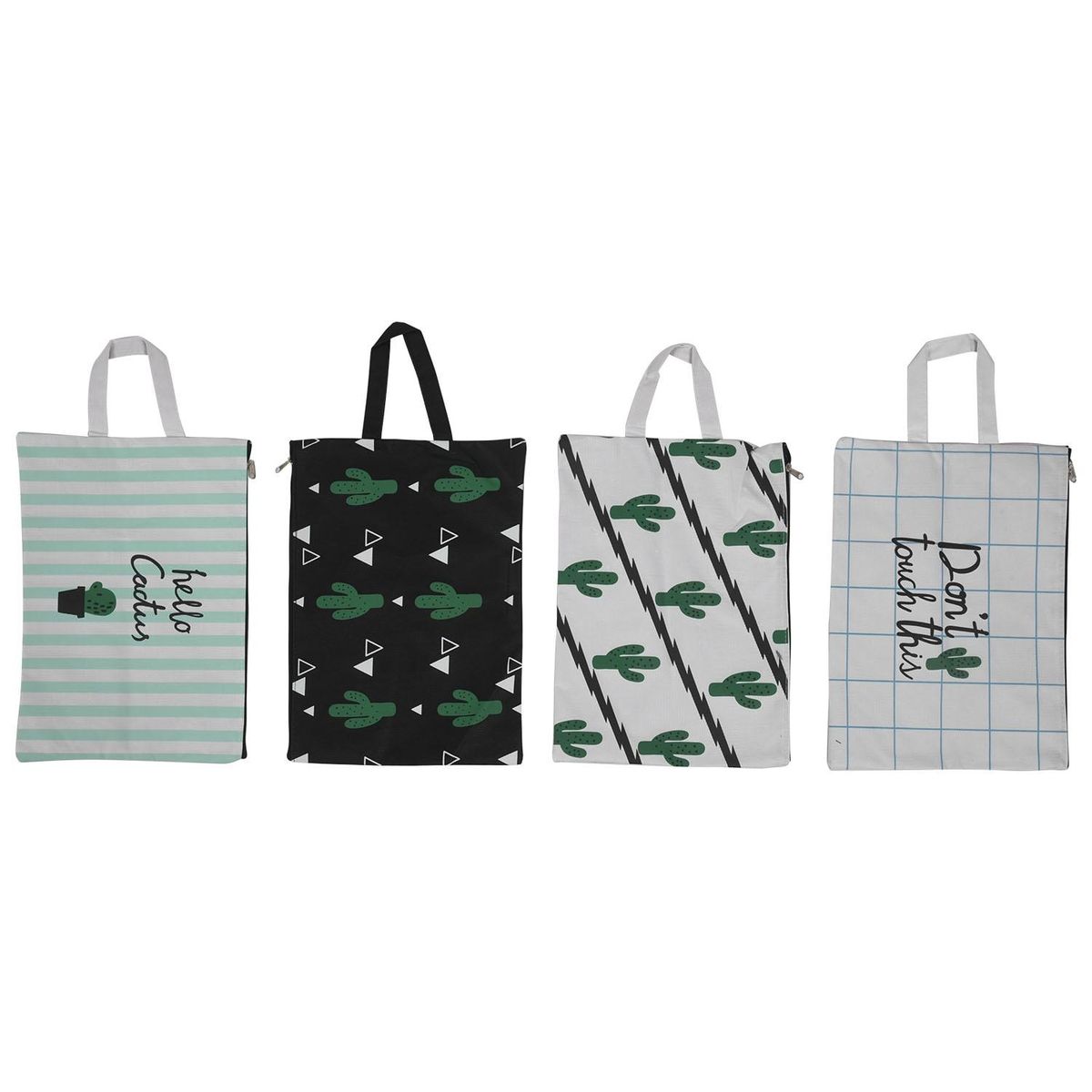 4 Packs Cute Cactus Oxford Zipper File Bags