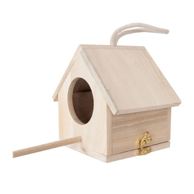 Unfinished Wooden Birdhouse Garden Hanging Bird Cage Bird Hatching