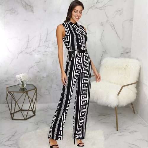Women Monochrome Classy Jumpsuit- Black