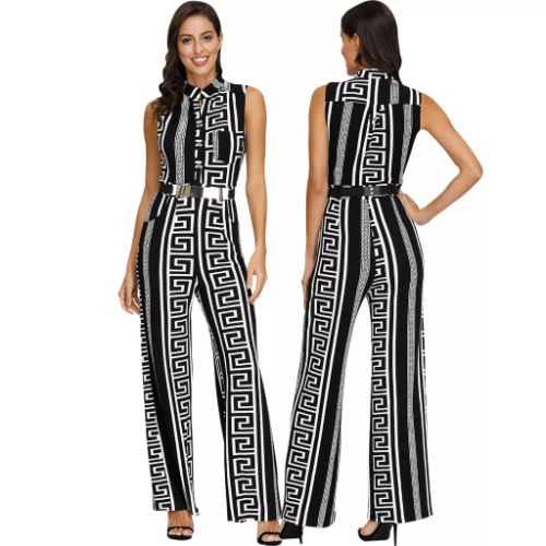 Women Monochrome Classy Jumpsuit- Black